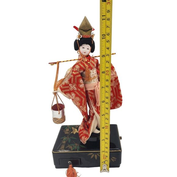 Vintage Japanese Geisha Doll with Working Music Trinket Box Plays La Vie En Rose - Picture 4 of 16